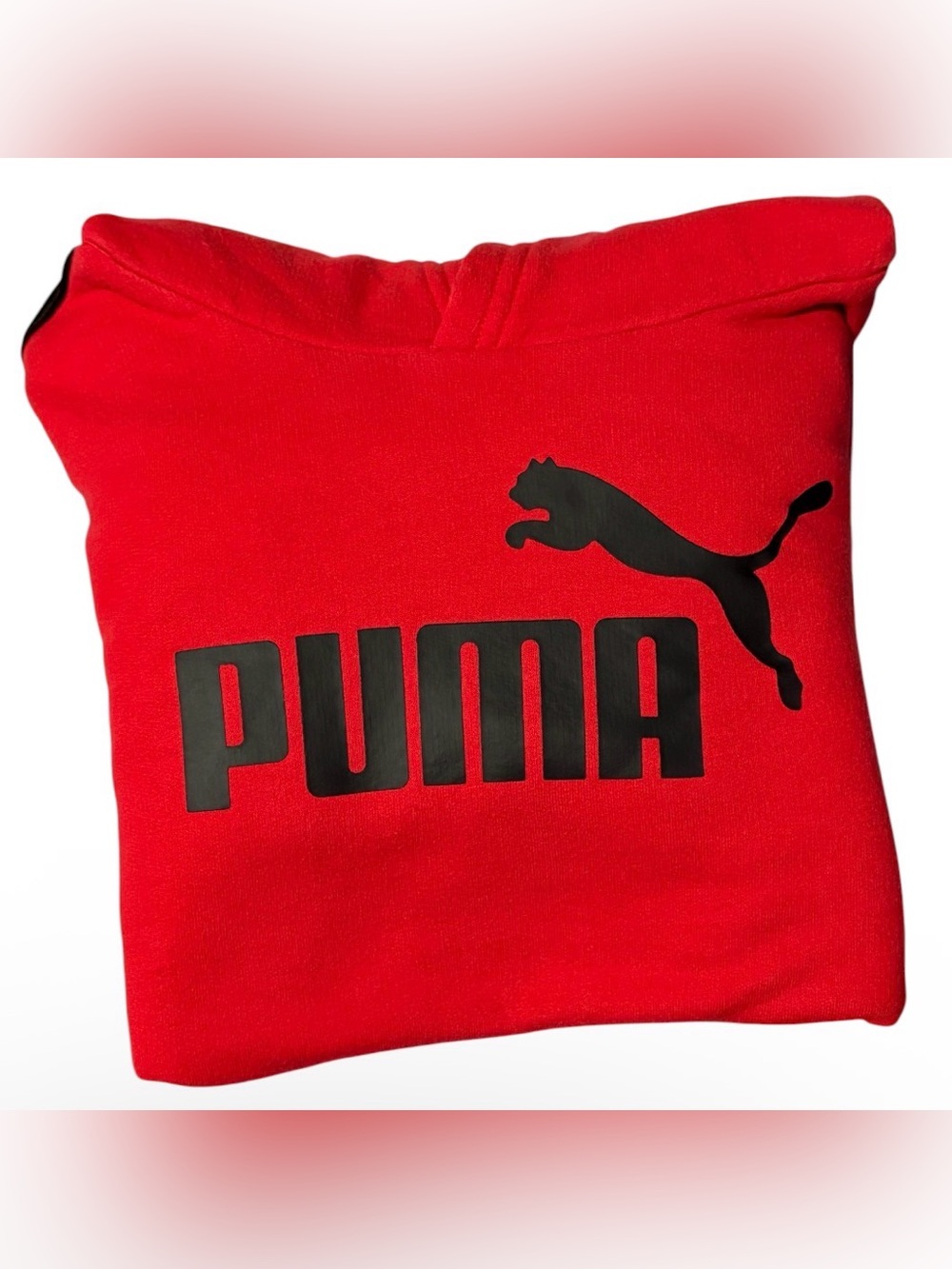 PUMA Boys Red Pullover Hoodie Size 7 Fleece Graphic Logo Long Sleeve
